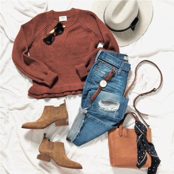 Wilfred rust brown ruffle hem Jonnie sweater xxs xs read - Picture 3 of 5